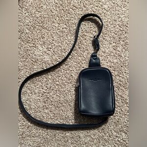 Inicat Navy Faux Leather Crossbody Bag